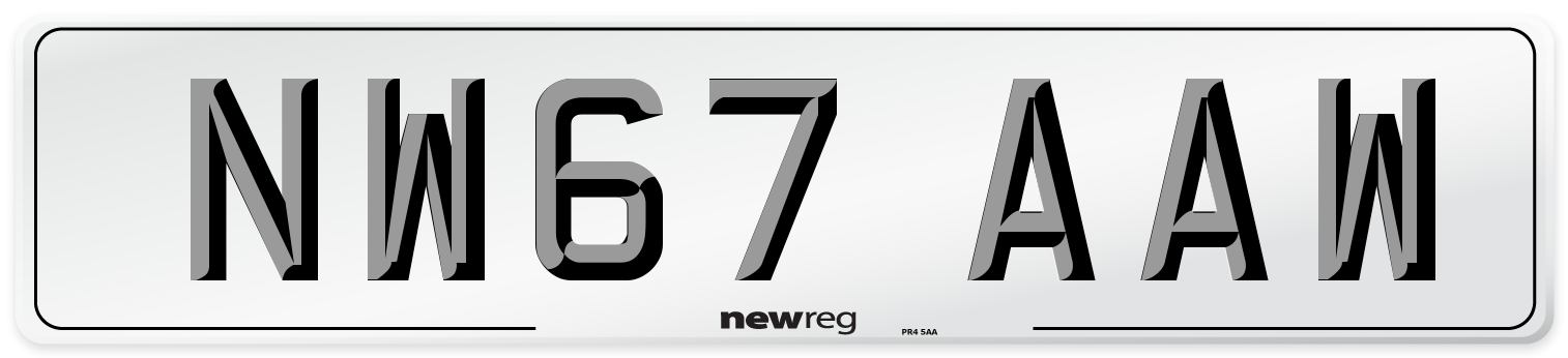 NW67 AAW Number Plate from New Reg